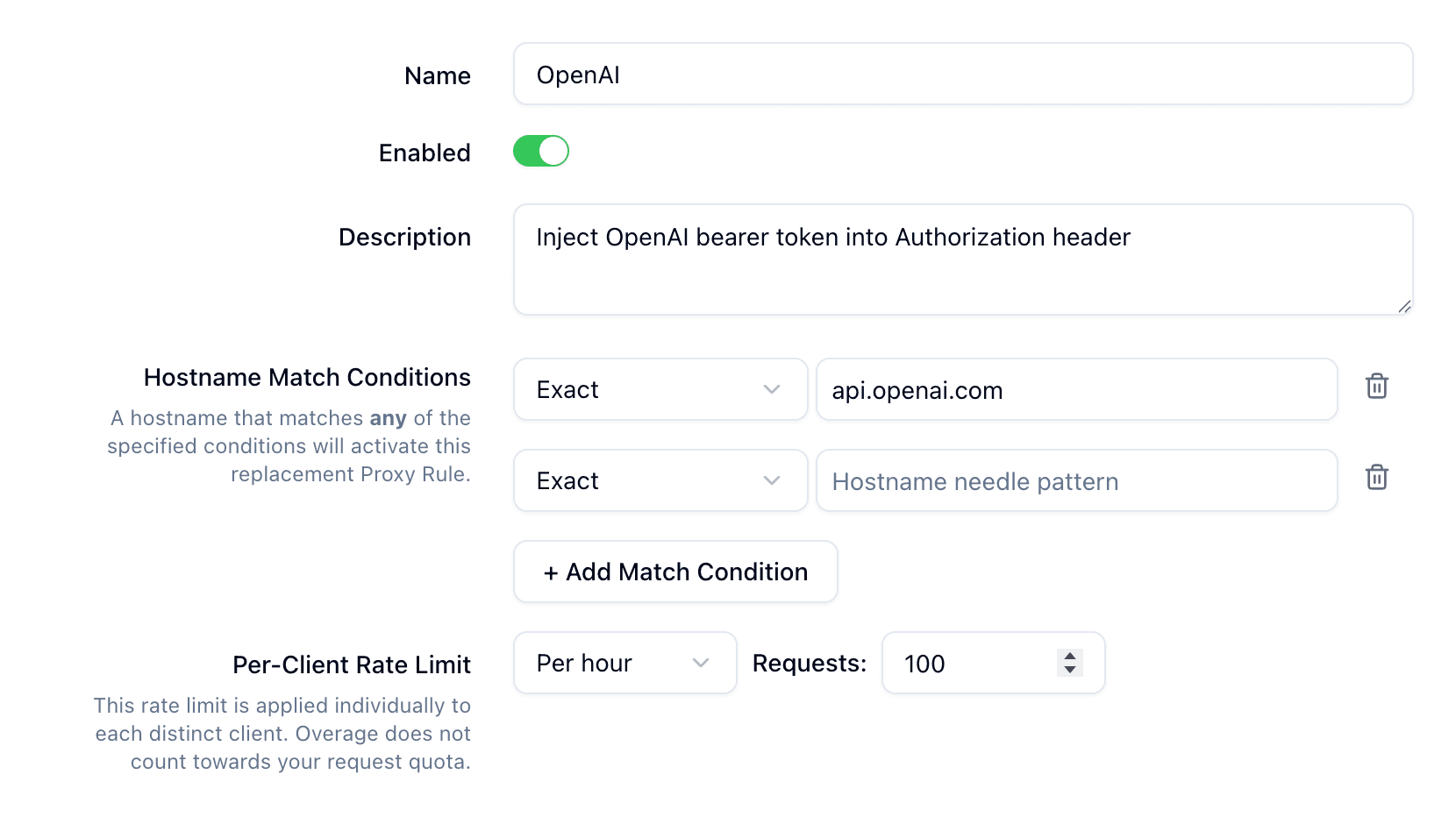 KVProxy service matching configuration