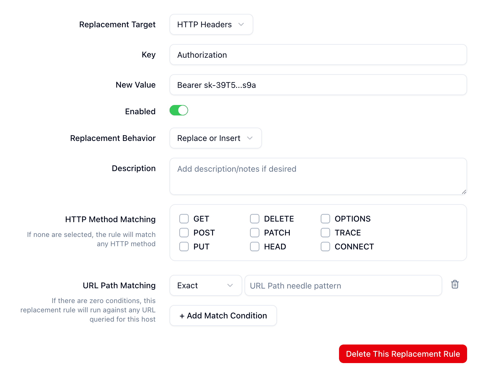 KVProxy key replacement configuration