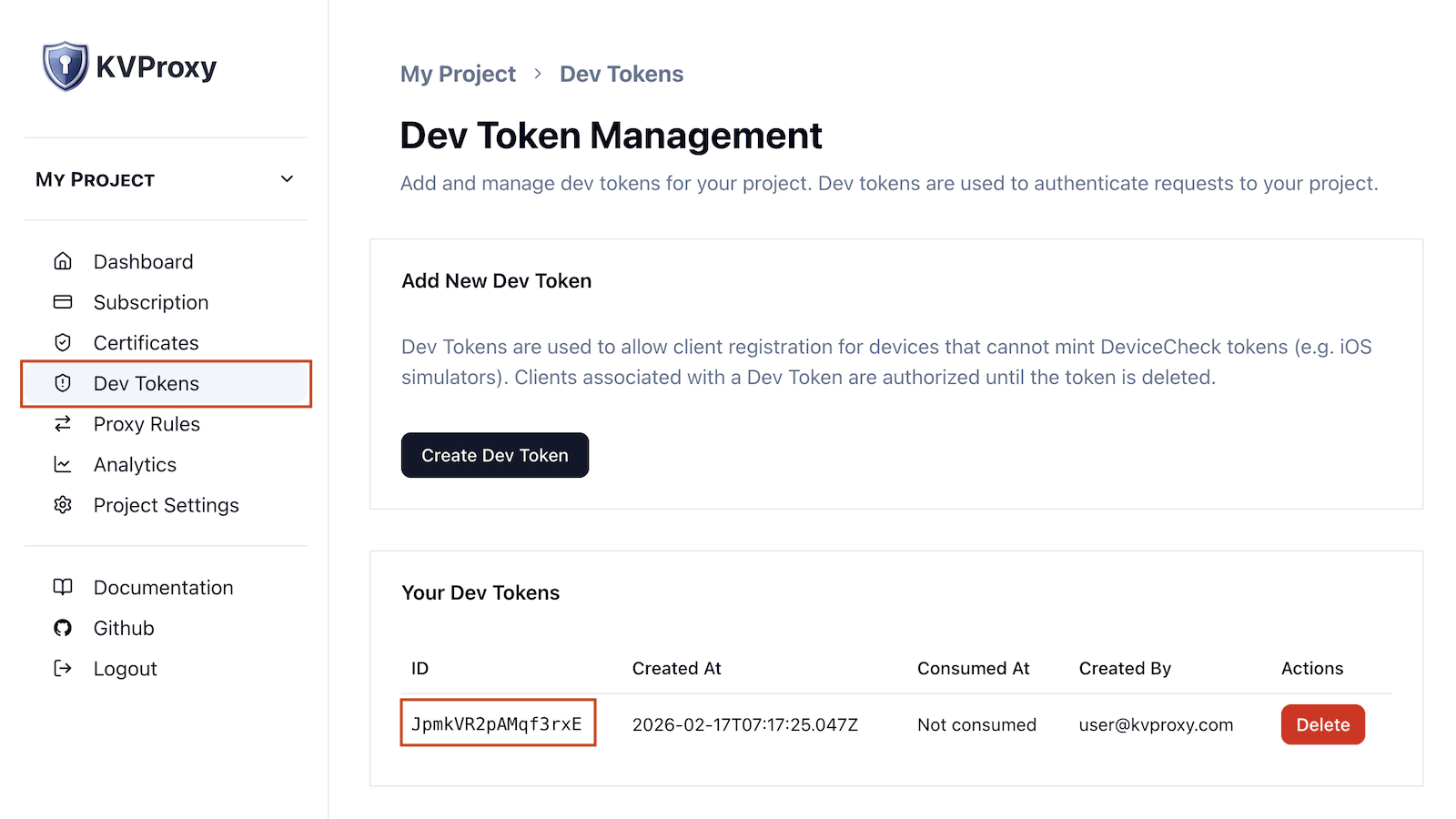 Dev Tokens Dev Tokens
